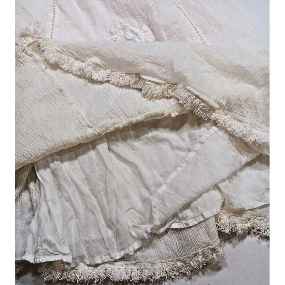 Bindu Boho Sundress Paloma Blue Tassel Tie Lined Tiered small white new - Picture 7 of 16